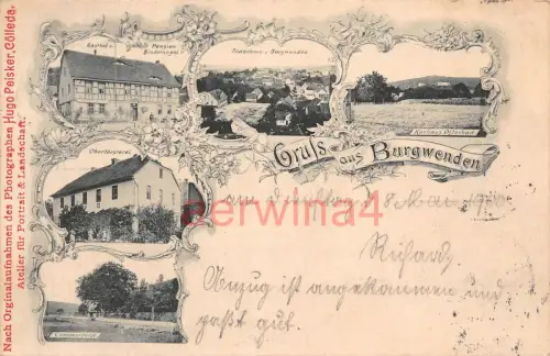 Burgwenden / Kölleda Gasthof Bindernagel, Oberförsterei Litho Postkarte 1900