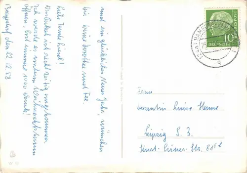 AK Frohe Weihnachten Maria mit Jesuskind Hamburg 1958