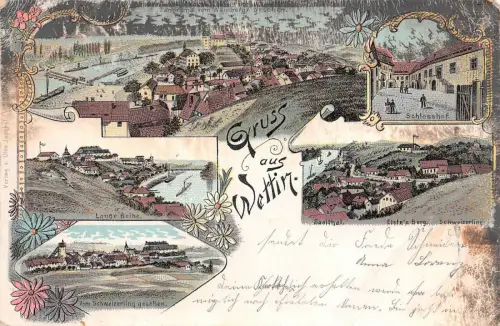 Gruss aus Wettin Litho Postkarte 1897