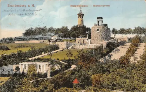 Brandenburg a. H. Kriegerdenkmal Bismarckwarte AK 1915