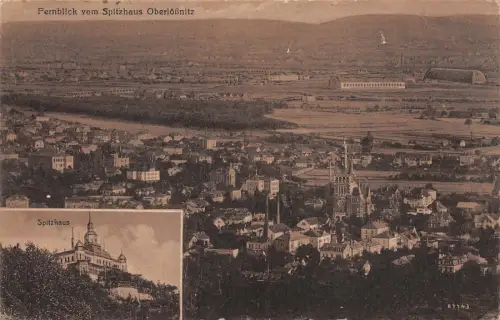 Fernblick vom Spitzhaus Oberlößnitz Spitzhaus Postkarte AK 1920