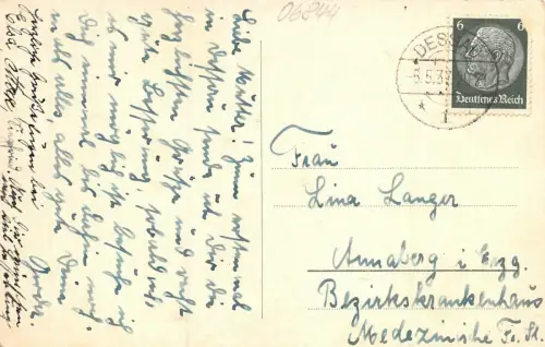 Dessau Partie im Lustgarten mit Herzog-Friedrich-Denkmal Postkarte AK 1937