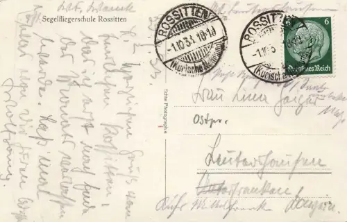 Segelfliegerschule Rybatschi Rossitten Ostpreußen Postkarte AK 1933
