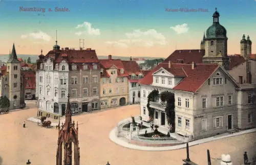 Kaiser-Wilhelm-Platz in Naumburg an der Saale Sachsen-Anhalt Postkarte AK 1921