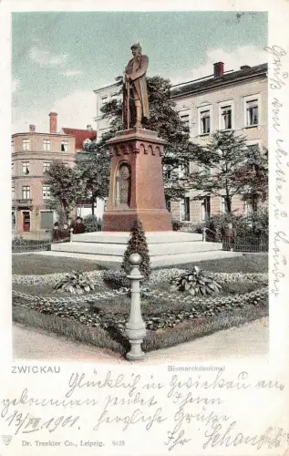 Bismarckdenkmal Zwickau Sachsen Postkarte AK 1901