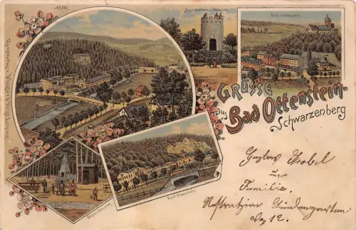 Grüsse aus Bad Ottenstein Schwarzenberg Erzgebirge Sachsen Ltho AK 1900