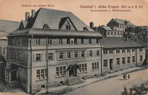 Carlsfeld i. sächs. Erzgeb. Gasthaus "Zum Grünen Baum" Postkarte AK