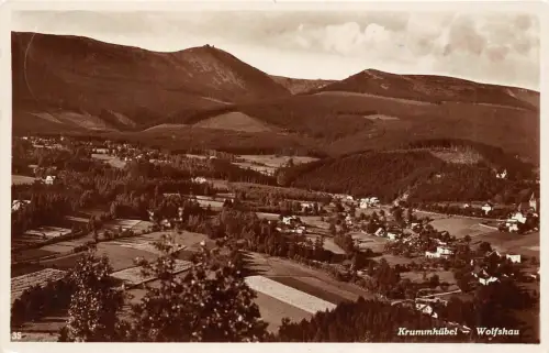 Krummhübel-Wolfshau Luftbild Gesamtansicht Postkarte AK 1934