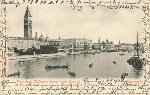 Riva degli Schiavoni presa dalla Dogana Venezia Italien Postkarte AK 1904