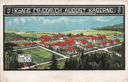 König-Friedrich-August-Kaserne Kgl. Sächs. Feld-Artillerie Feldostkarte AK 1918