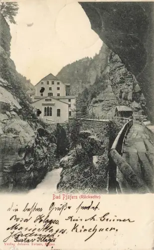 Rückseite von Bad Pfäfers Schweiz Postkarte AK 1902