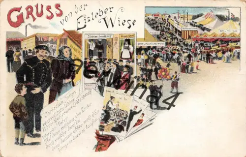 Gruss von der Eisleber Wiese Litho Postkarte