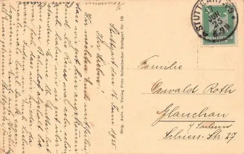 Landestheater mit Uhlandshöhe Stuttgart Baden-Württemberg Postkarte AK 1925