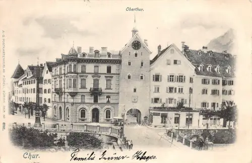AK Chur Schweiz Oberthor Strassenansicht Postkarte 1902