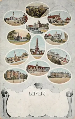 Leipzig Marktplatz Rathaus Ansicht Postkarte AK 1907