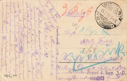 Wir sind vereint! Spruchkarte mit Reichsfahne Patriotika Postkarte AK 1913