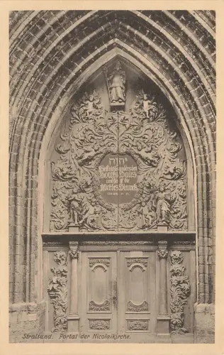 Portal der Nicolaikirche Stralsund Mecklenburg-Vorpommern Postkarte AK