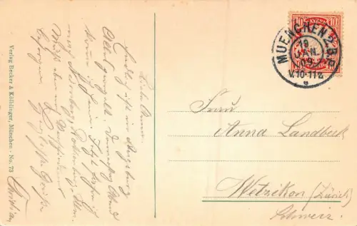 München Neues Rathaus Postkarte 1909