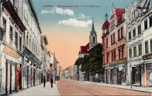 Cottbus Sprfembergerstrasse Schloßkirche Postkarte