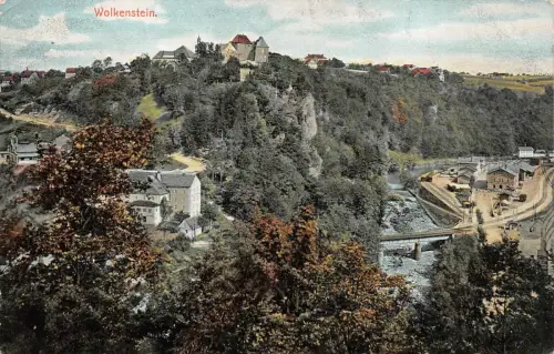 Stadtansicht Wolkenstein Erzgebirge Sachsen Postkarte AK 1903