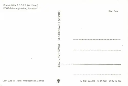Erholungsheim Jonashof in Jonsdorf bei Zittau Sachsen Postkarte AK