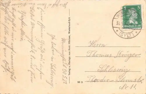 Nordseebad Wenningstedt a. Sylt Kurhausstrandhalle Inh. Richard Lange AK 1927