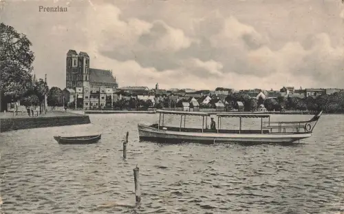 Blick auf St. Nikolai-Kirche mit Schiff Prenzlau Brandenburg Postkarte AK 1916