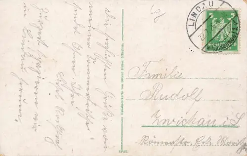 Blick auf Hafen in Lindau Bayern Postkarte AK 1926