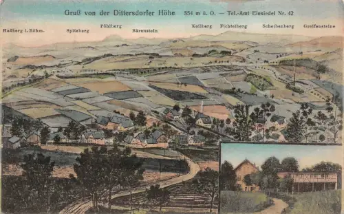 Gruß von der Dittersdorfer Höhe Sachsen Postkarte AK 1925