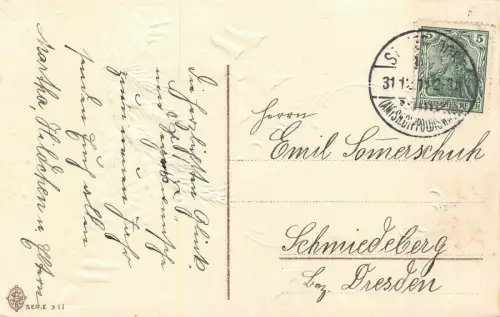 AK Neujahr Kirche Reichssflagge 31.12.1915 geprägt