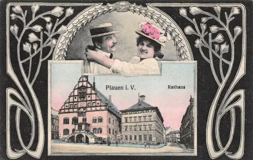 Plauen i. V. Rathaus Postkarte AK 1909
