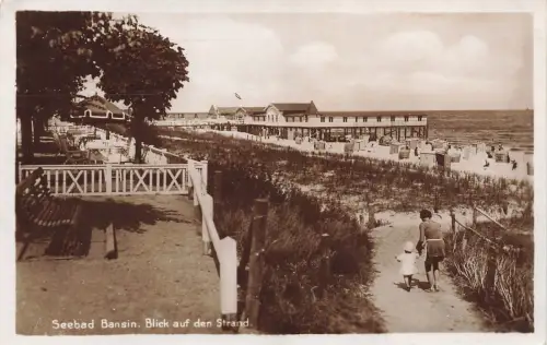 Blick auf Strand in Seebad Bansin Mecklenburg-Vorpommern Postkarte AK
