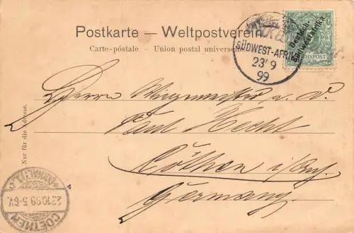 DSWA Deutsch-Südwest-Afrika AK OTJYMBINGWE gel. Jakalswater. 1899