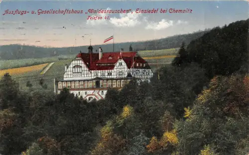 Gesellschaftshaus Waldesrauschen in Einsiedel bei Chemnitz Sachsen AK 1920