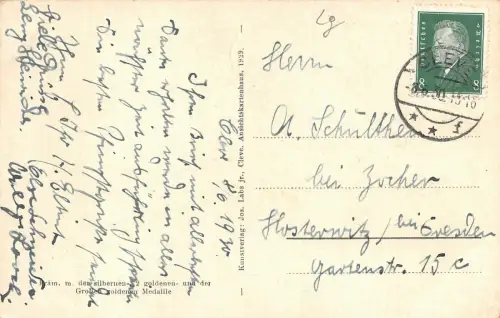 Bad Cleve Blick von der Großen Straße auf die Schwanenburg u Schloß-Cafe AK 1930