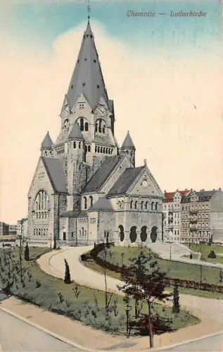 Chemnitz Lutherkirche Postkarte 1913