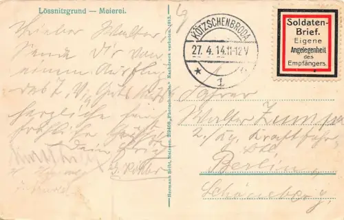 Lössnitzgrund Meierei Postkarte AK 1914