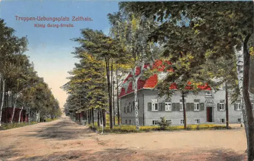 König Georg-Straße Truppen-Übungsplatz Zeithain Sachsen Postkarte AK 1917