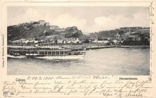 Coblenz/Koblenz Ehrenbreitsetin Postkarte 1901