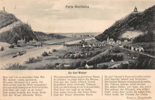 Porta Westfalica An der Weser Gedicht Franz v. Dingelstedt AK 1915