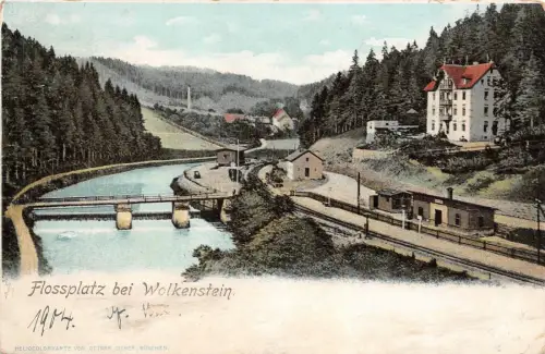 Flossplatz in Wolkenstein Erzgebirge Sachsen Postkarte AK 1904