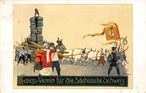 Festwagen des Gebirgsverein Sächs. Schweiz Sachsentag Dresden 1914 AK