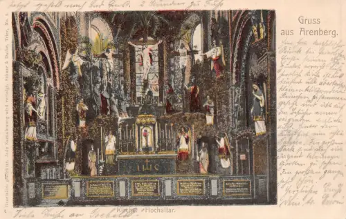 Gruss aus Arenberg Kirche, Hochaltar Postkarte 1904