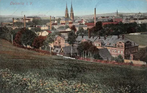 Stadtansicht Oelsnitz Vogtland Sachsen Postkarte