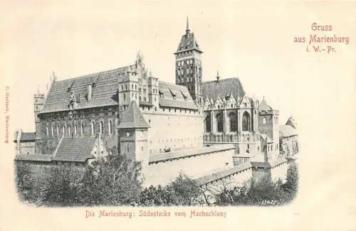 Gruss aus Marienburg Südostecke vom Hochschloss Postkarte AK