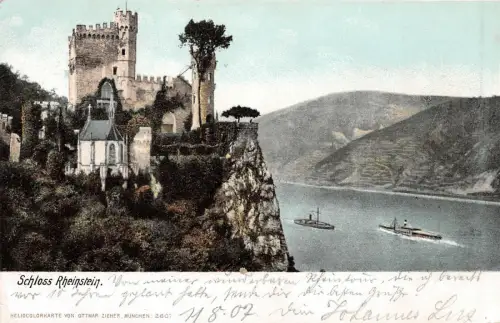 Schloss Rheinstein Postkarte 1907