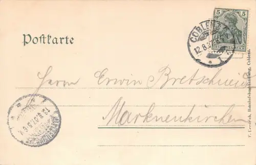 Schloss Rheinstein Postkarte 1907