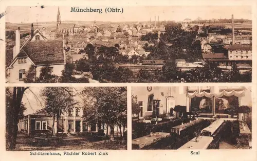 Münchberg (Obfr.) Schützenhaus Saal Pächter Robert Zink AK 1928