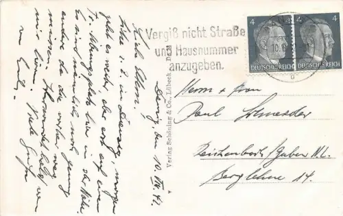 Danzig Grünes Tor an der Mottlau / Motława 1942 Postkarte