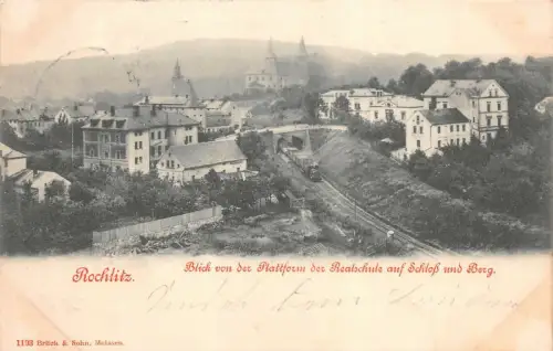 Blick auf Schloss und Berg Stadtansicht Rochlitz Sachsen Postkarte AK 1900